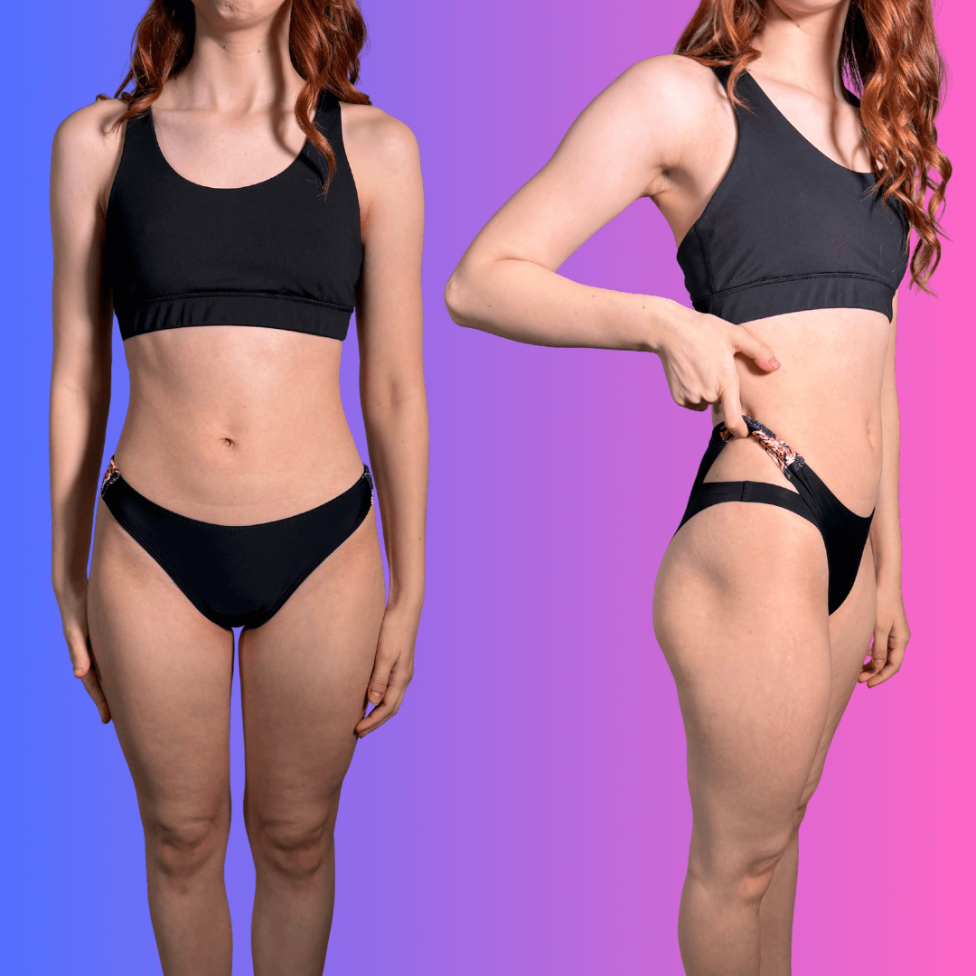 BFFs under high side bikini