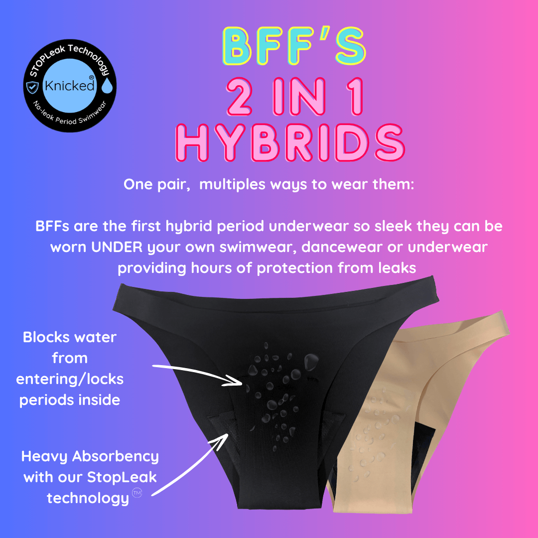 BFFs | Bestie Flow Friend | 2-in-1 Hybrid Period Undies | Under Swimwear~Under Dancewear~Under Anything