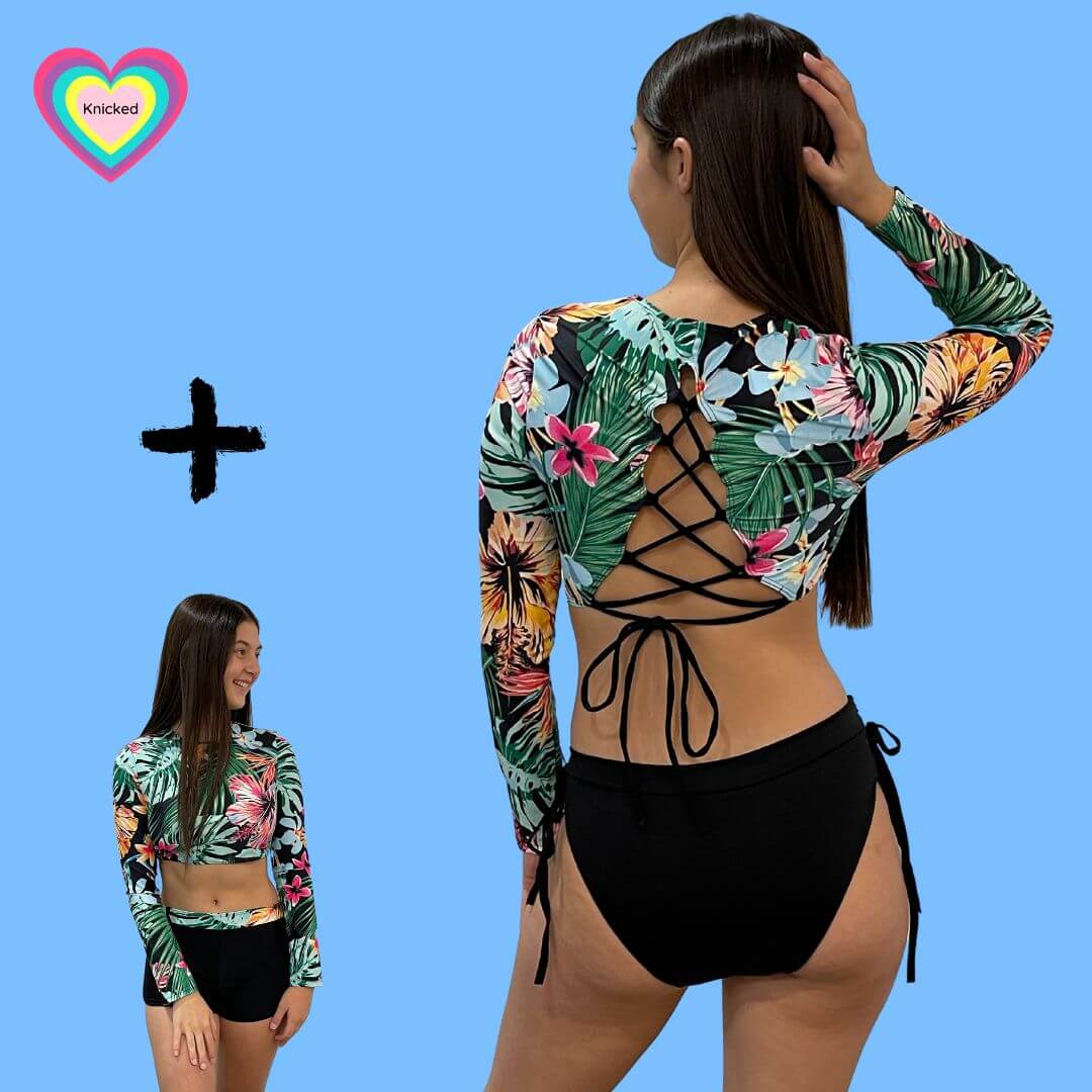 period swimmers hibiscus crop 3 piece set for teens