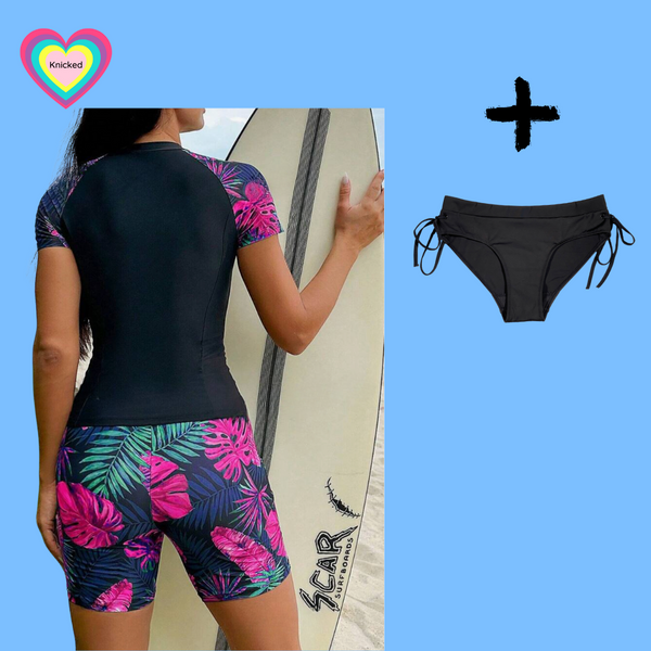 Bright Palm Period Swim Set | 3-Piece Rashie | Knicked - Knicked