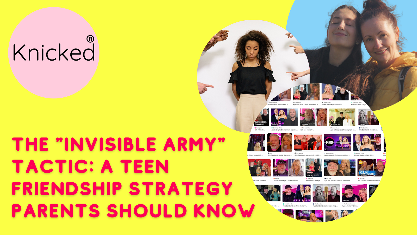 Kyle & Jackie O fight image compilation, bullied girl with fingers pointing at her, happy teen and her mother. 