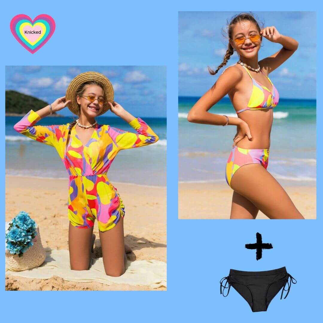 Women's High Cut Bikini Sets Underwear Pure Color Swimsuit Two