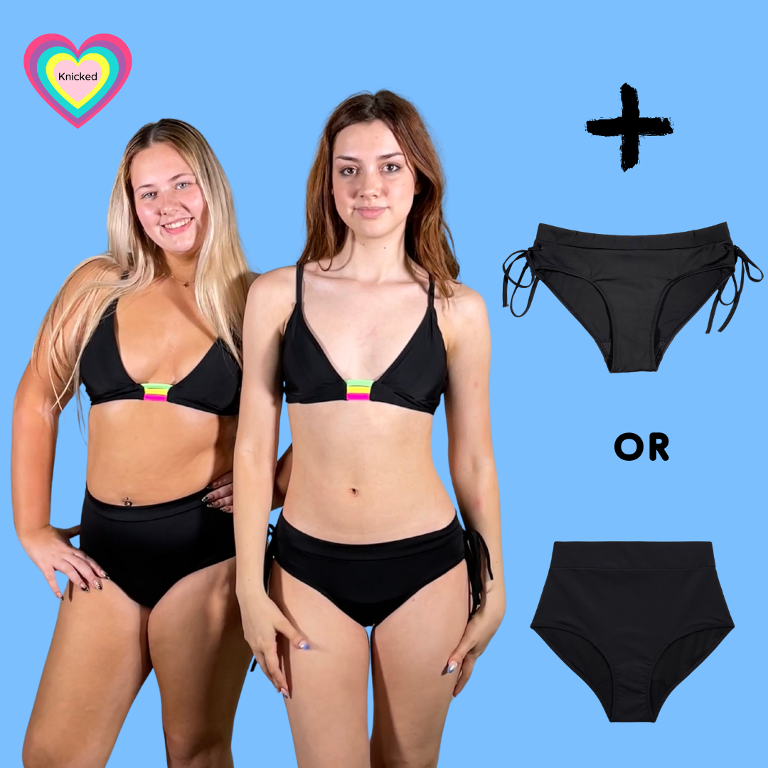 Teen Period Swimwear 2 Piece Rainbow Set with Detailed Back