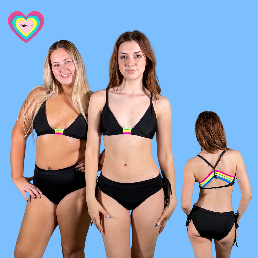 Teen Period Swimwear 2 Piece Rainbow Set with Detailed Back