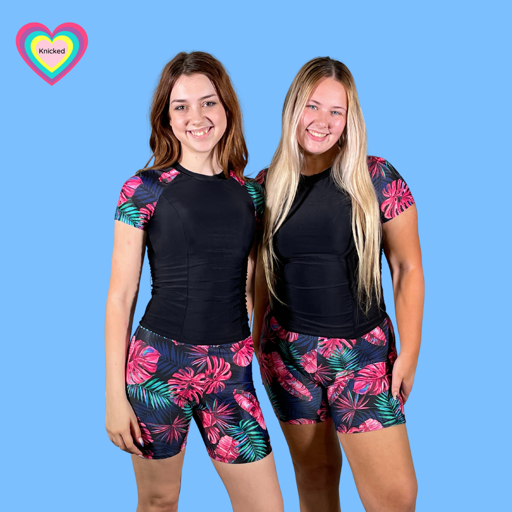Bright Palm Period Swim Set | 3-Piece Rashie | Knicked - Knicked