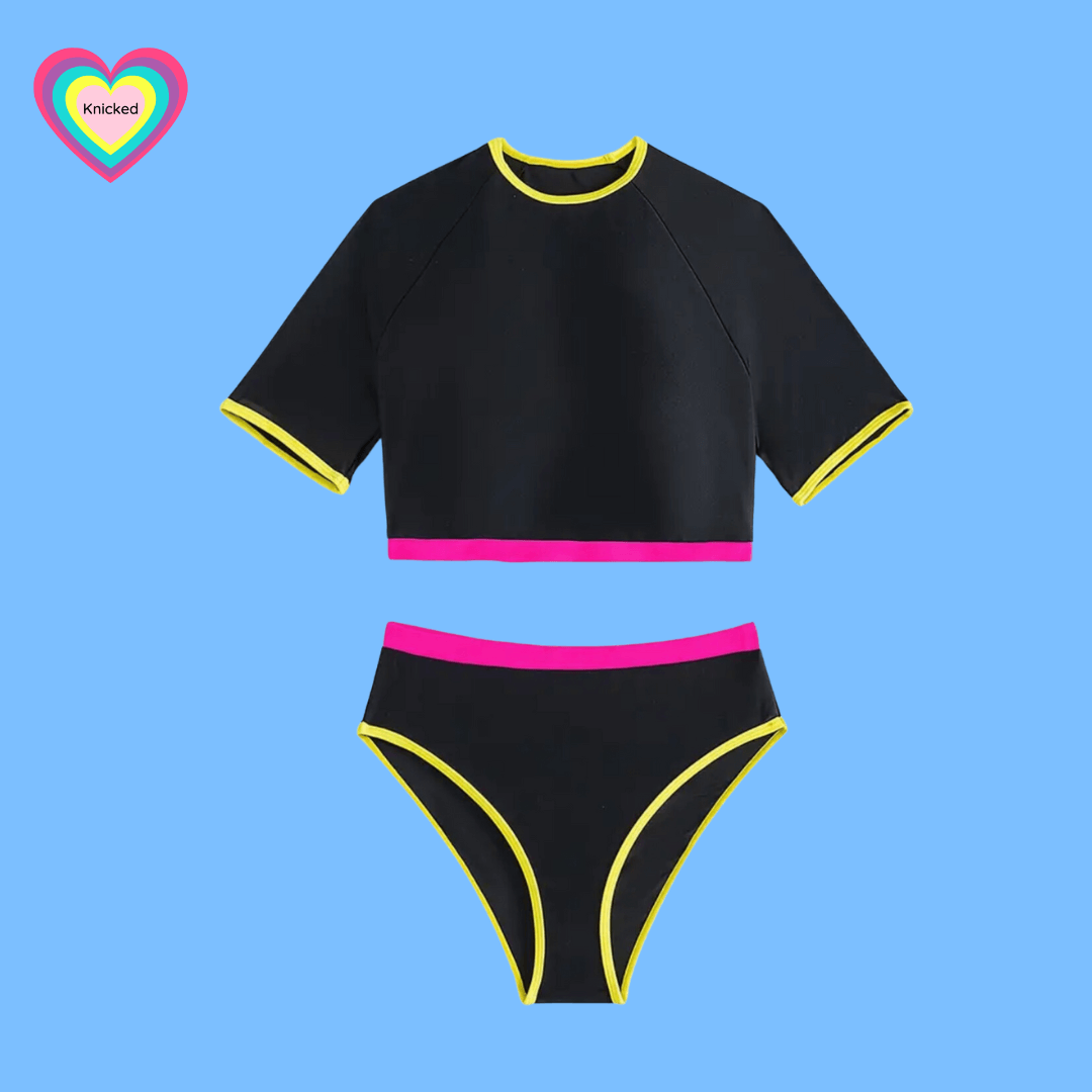 Teen Period Swimwear 3 Piece Neon Night Set