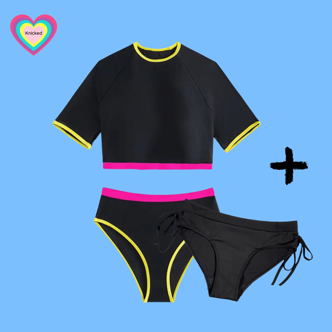 Teen Period Swimwear 3 Piece Neon Night Set