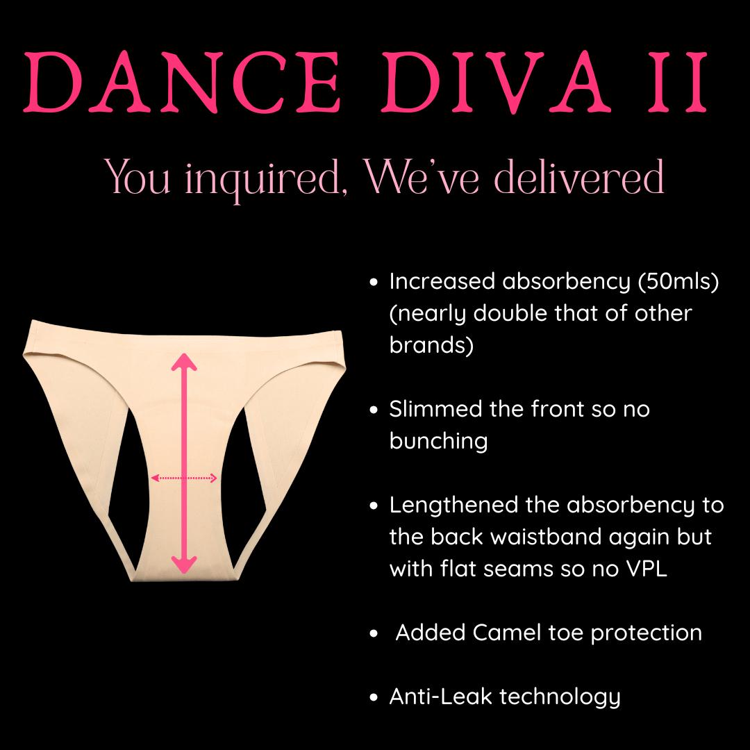 NEW Dance Diva II Ultra Heavy Period Dance Underwear for Tweens & Teens