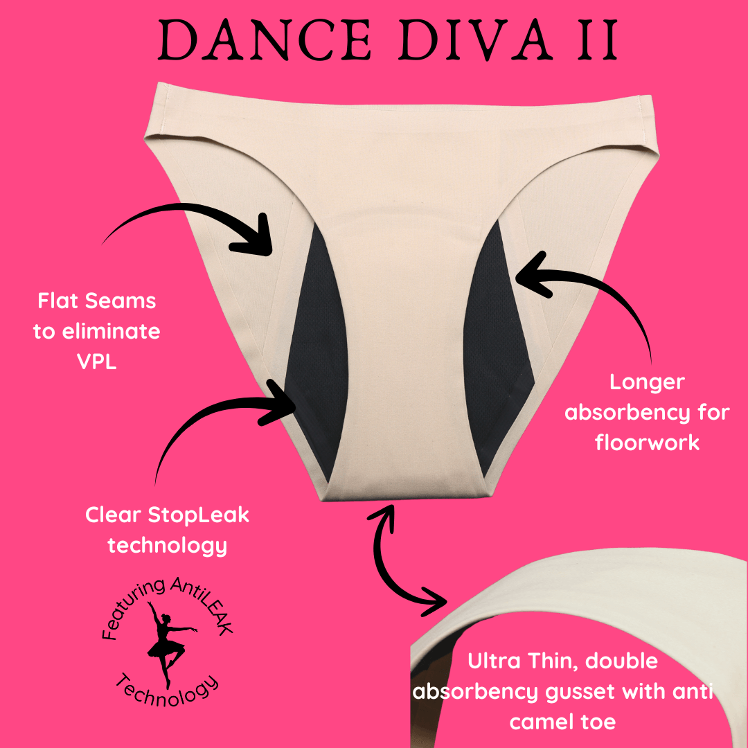 NEW Dance Diva II Ultra Heavy Period Dance Underwear for Tweens & Teens
