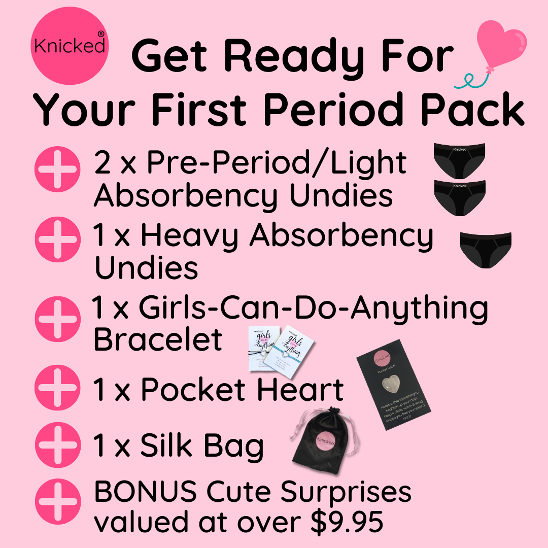 get ready for your first period pack, puberty and menstruation