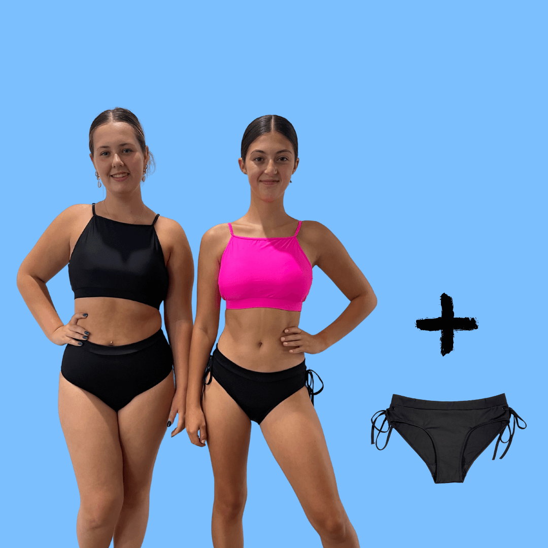 Period Swimwear Pink or Black Top Set - bathers - swimmers