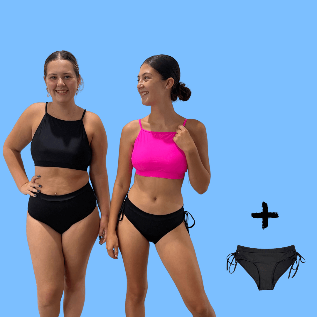 Period Swimwear Pink or Black Top Set - bathers - swimmers