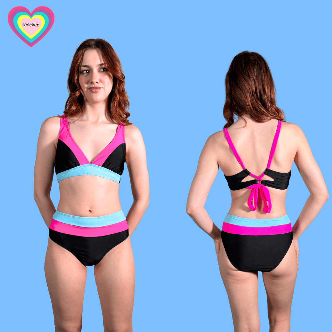 Neon Beat Bikini ~ 3 piece period proof period swim set ~ heavy protection