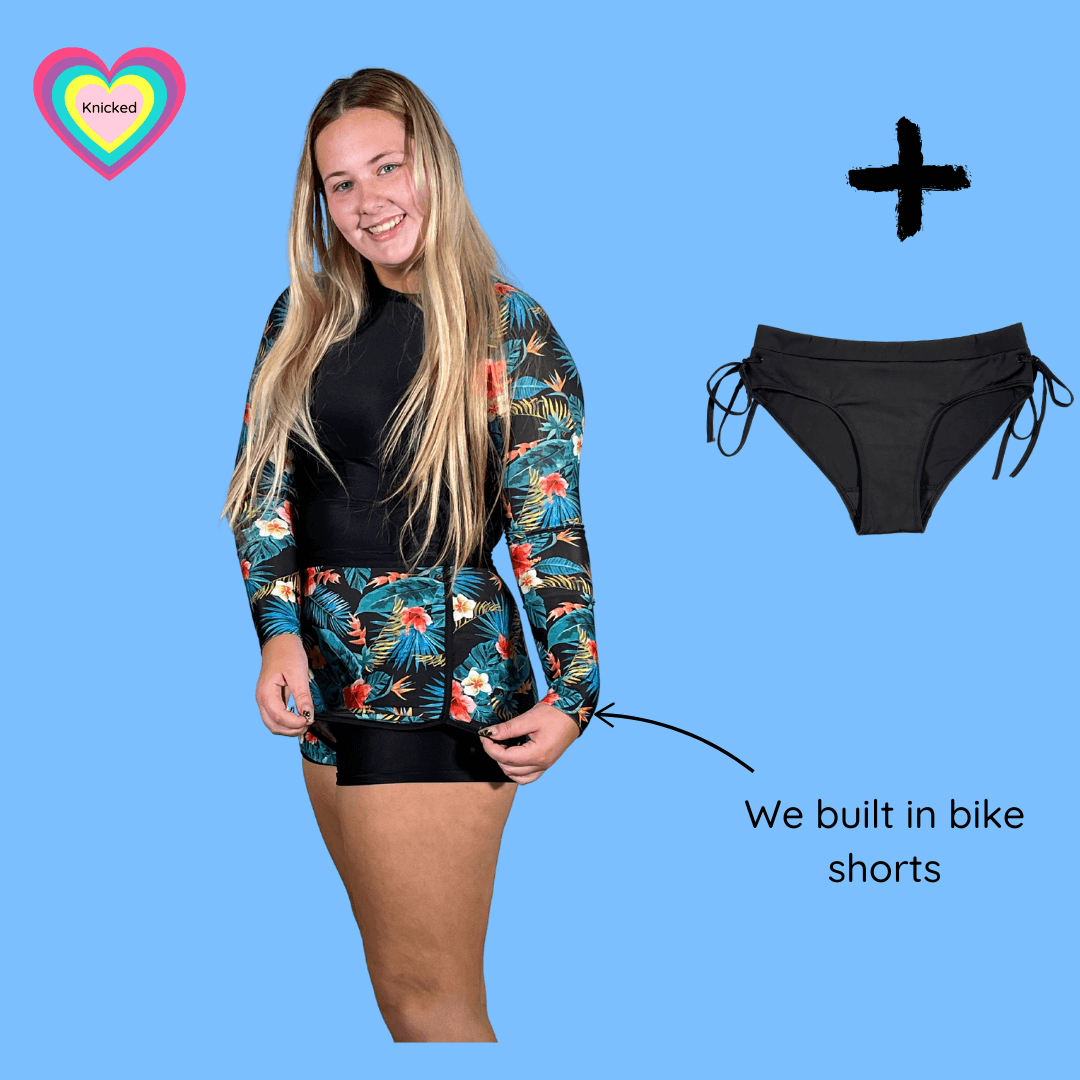 Paradise 3 piece teen period swim set with under bike shorts