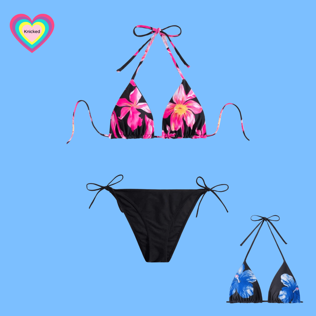 Self Tie Period Proof bikini with reversible flower top 