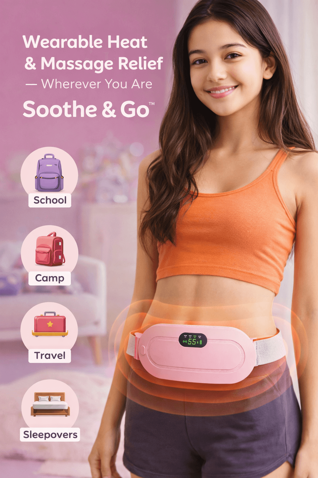 Soothe & Go: Cordless Wearable Heat & Massage Period Pain Relief