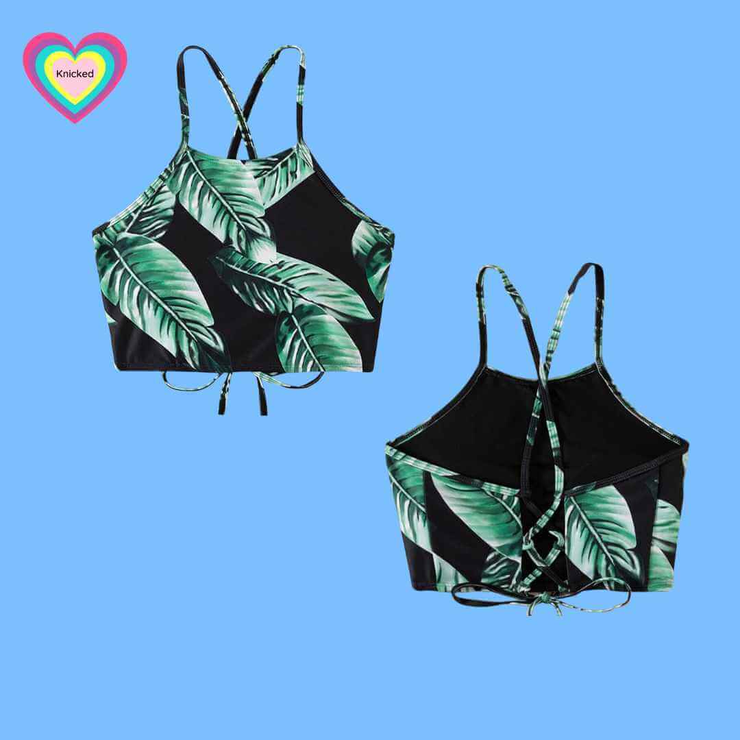 Two Piece Period Swim Set with Leaf Design