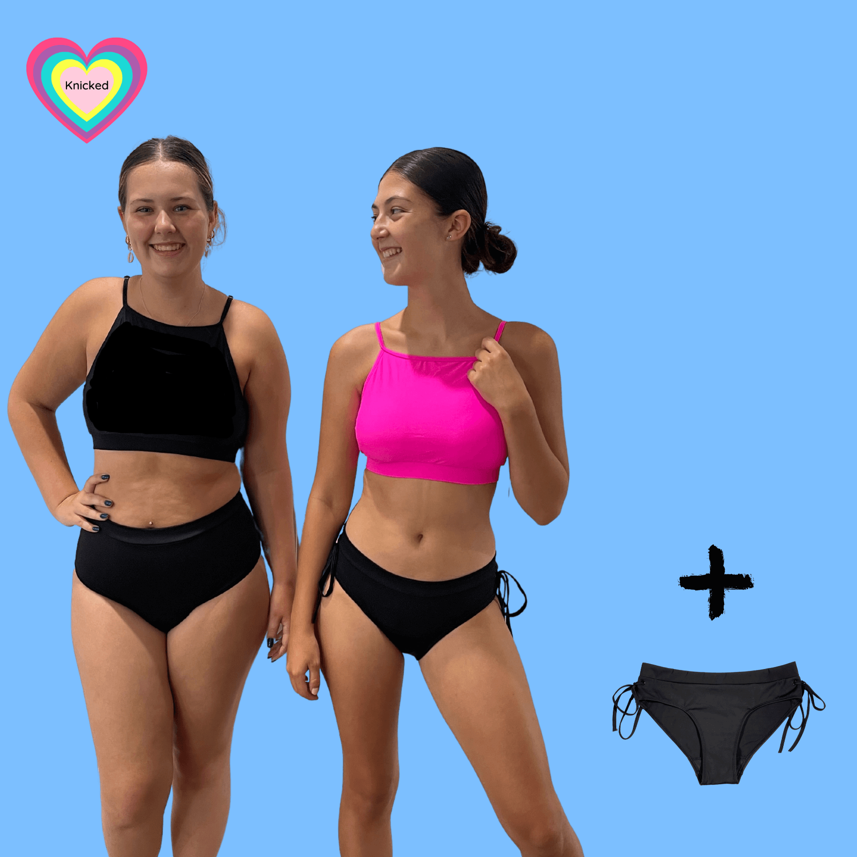 Period Swimwear Pink or Black Top Set - bathers - swimmers