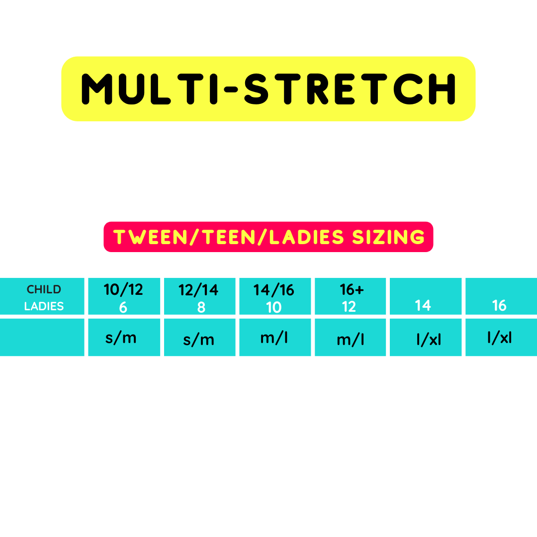 Knicked MULTI-STRETCH sizing chart